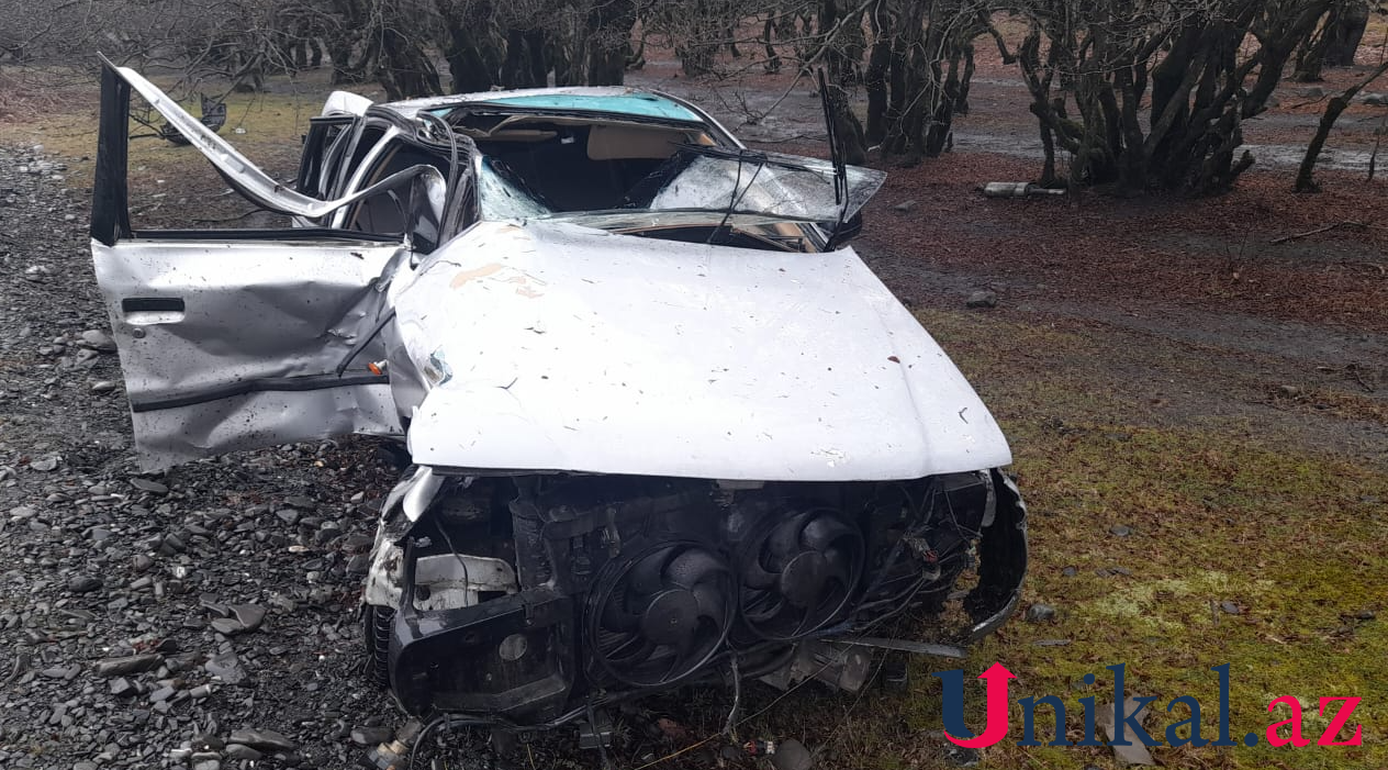 Qaxda maşın ağaca çırpıldı, iki qardaş yaralandı